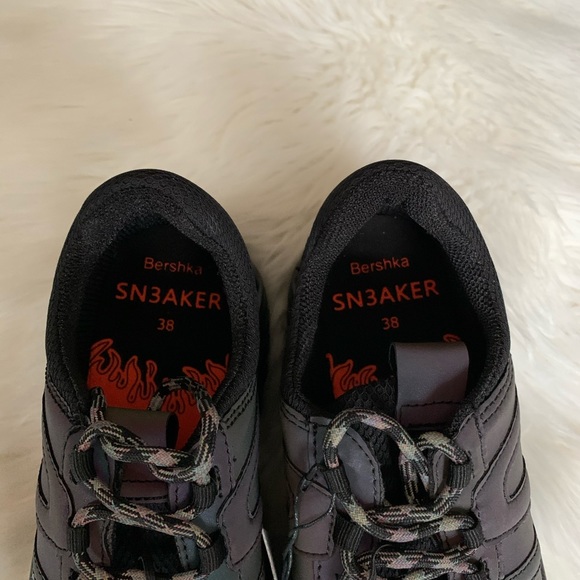 Bershka | Shoes | Bershka Monochrome Platform Trainers | Poshmark